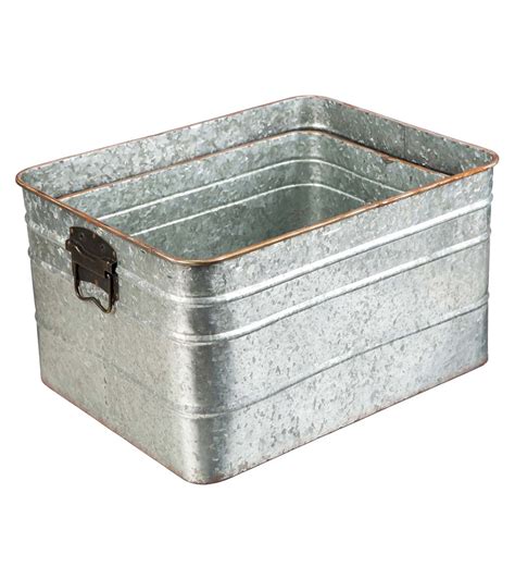 galvanized metal storage box with lid|rectangular galvanized storage bin.